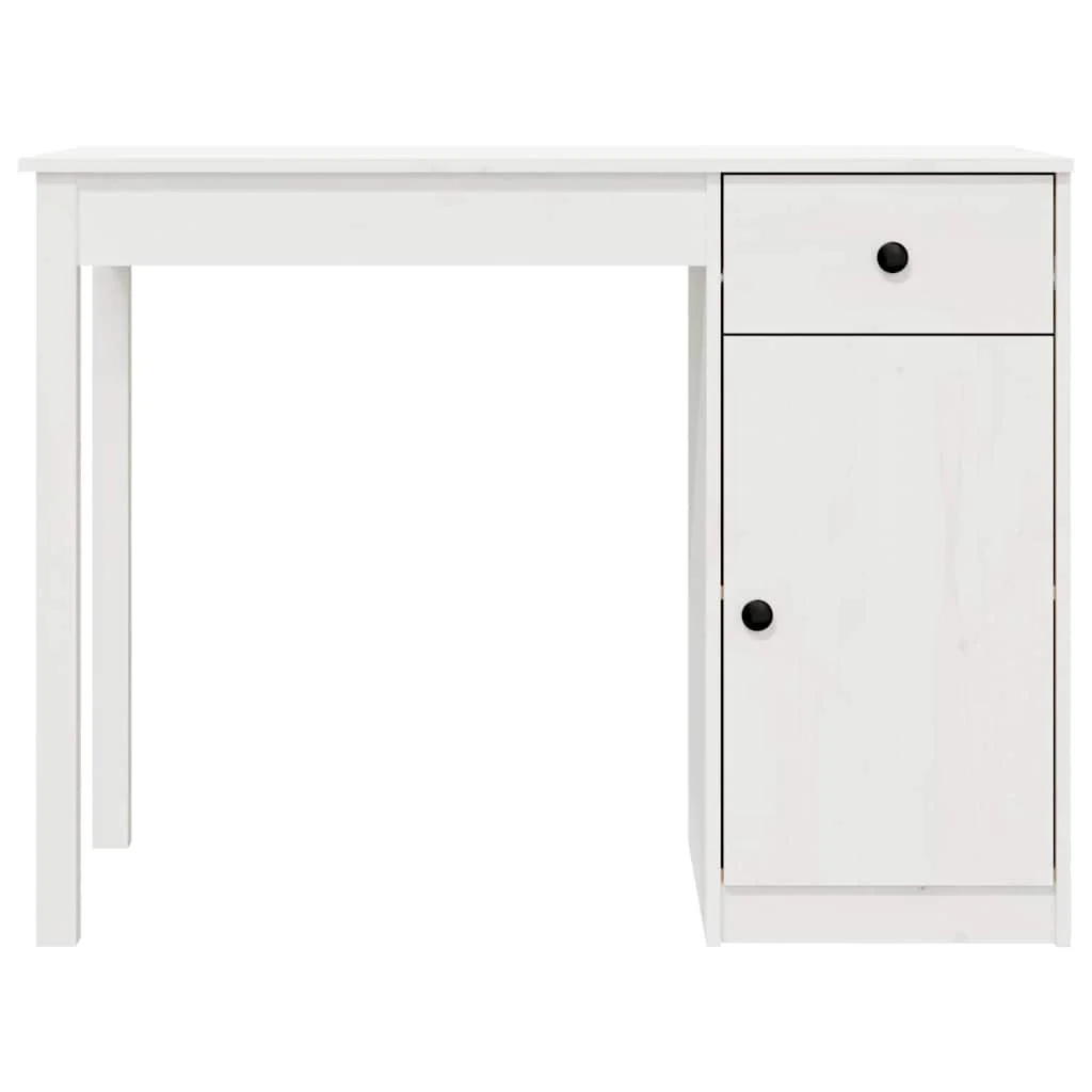 Bureau 100 x 50 x 75 cm blanc bois massif – vue en situation