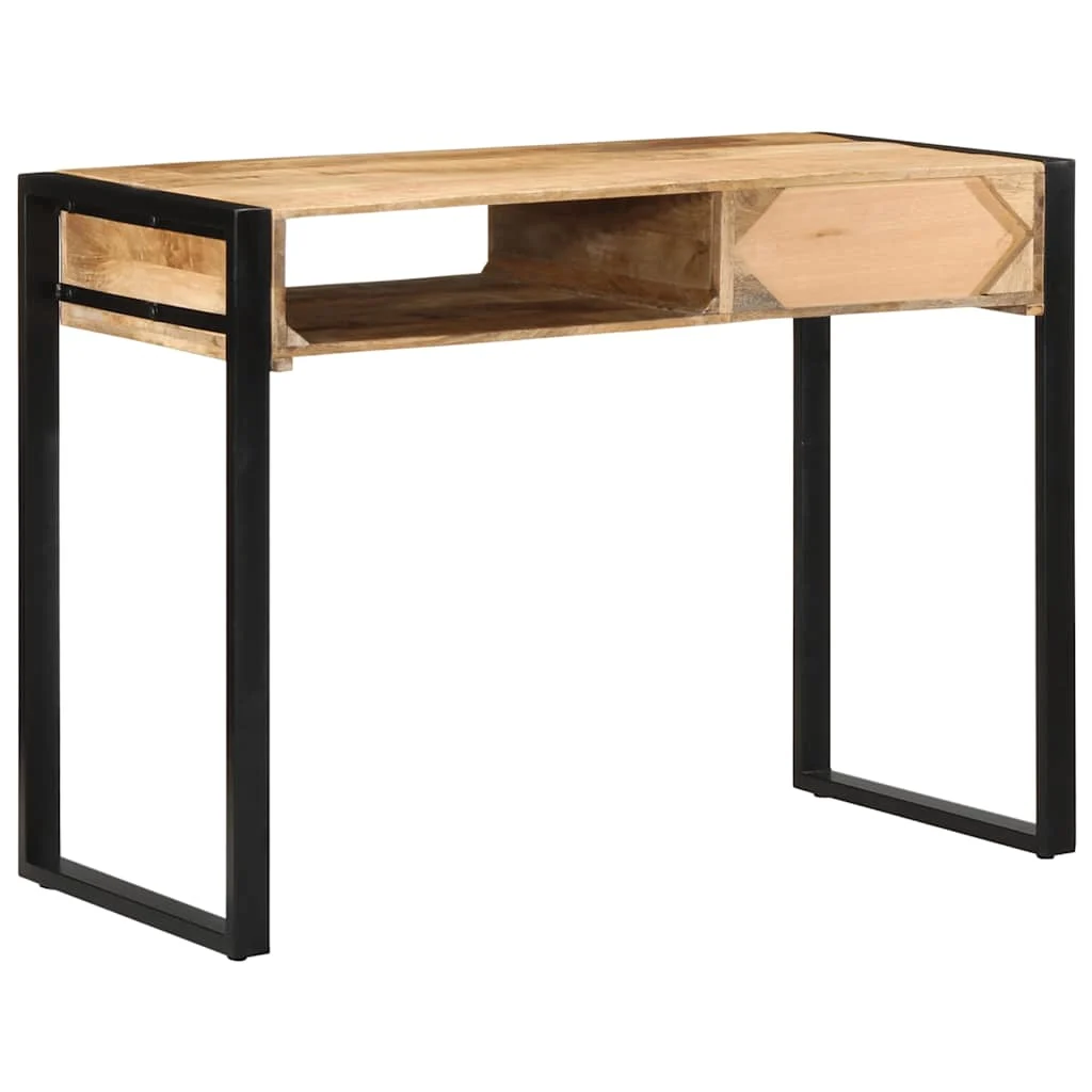 Bureau 100 x 50 x 75 cm brun bois massif de manguier – modèle 2 – vue de dessus