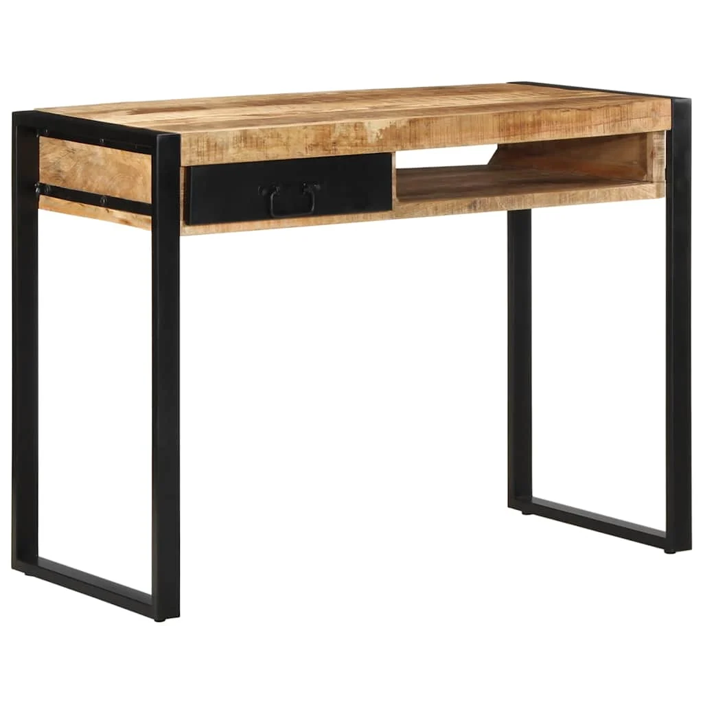 Bureau 100 x 50 x 75 cm brun bois massif de manguier – modèle 2 – vue de dos
