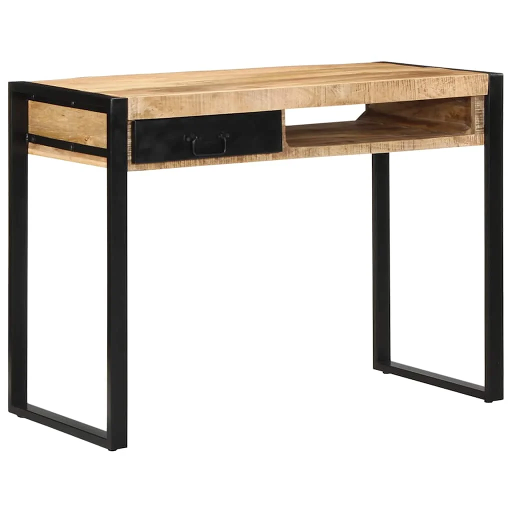 Bureau 100 x 50 x 75 cm brun bois massif de manguier – modèle 2 – vue d’ensemble