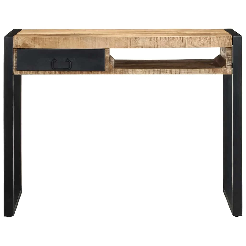 Bureau 100 x 50 x 75 cm brun bois massif de manguier – modèle 2 – vue de côté