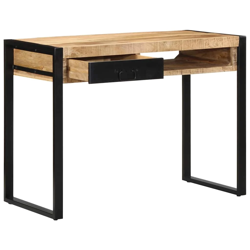 Bureau 100 x 50 x 75 cm brun bois massif de manguier – modèle 2 – vue de détail