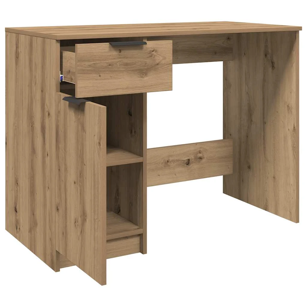 Bureau 100 x 50 x 75 cm chêne artisanal bois d'ingénierie – vue de dessus