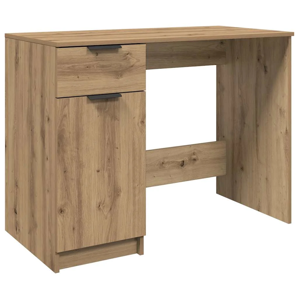Bureau 100 x 50 x 75 cm chêne artisanal bois d'ingénierie – vue de côté