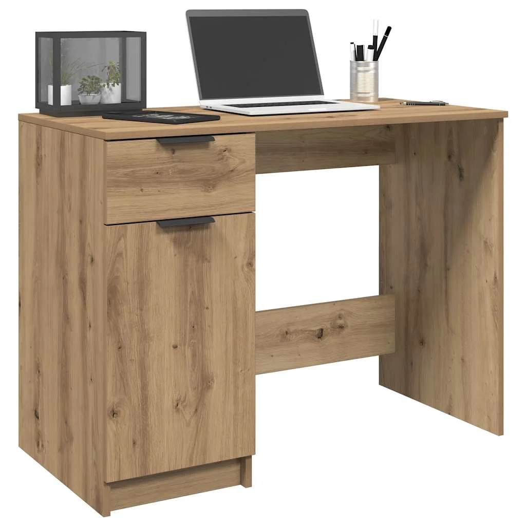Bureau 100 x 50 x 75 cm chêne artisanal bois d'ingénierie – vue en situation
