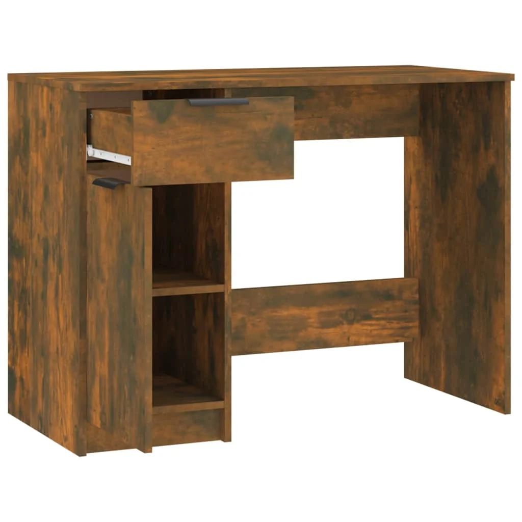 Bureau 100 x 50 x 75 cm chêne fumé bois d'ingénierie – vue de dessus