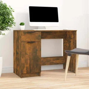 Bureau 100 x 50 x 75 cm chêne fumé bois d'ingénierie – vue d’ensemble