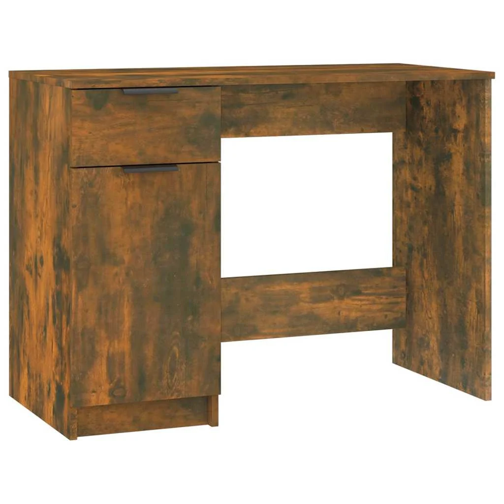 Bureau 100 x 50 x 75 cm chêne fumé bois d'ingénierie – vue de côté