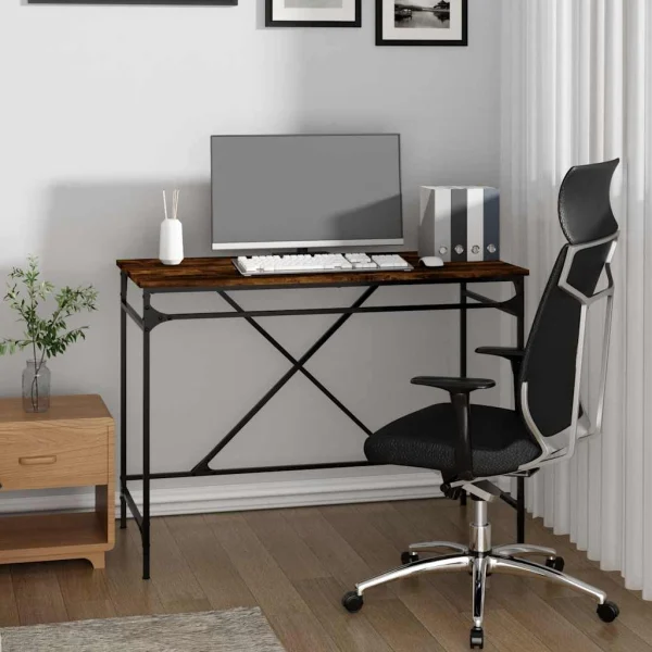 Bureau 100 x 50 x 75 cm chêne fumé bois d'ingénierie – modèle 2 – vue d’ensemble