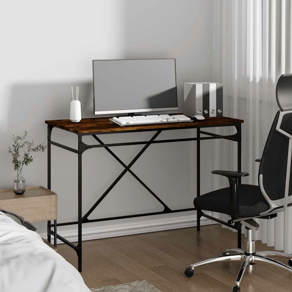 Bureau 100 x 50 x 75 cm chêne fumé bois d'ingénierie – modèle 2 – vue de détail