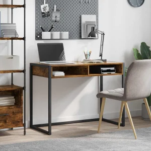 Bureau 100 x 50 x 75 cm chêne fumé bois d'ingénierie – modèle 3 – vue d’ensemble