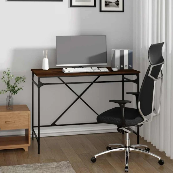 Bureau 100 x 50 x 75 cm chêne marron bois d'ingénierie – vue d’ensemble