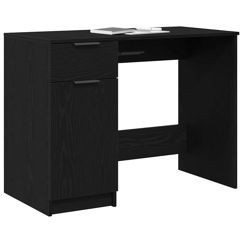 Bureau 100 x 50 x 75 cm chêne noir bois d'ingénierie – vue de détail