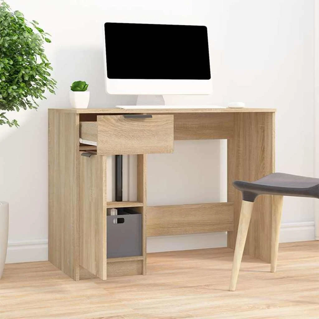 Bureau 100 x 50 x 75 cm chêne sonoma bois d'ingénierie – vue de détail