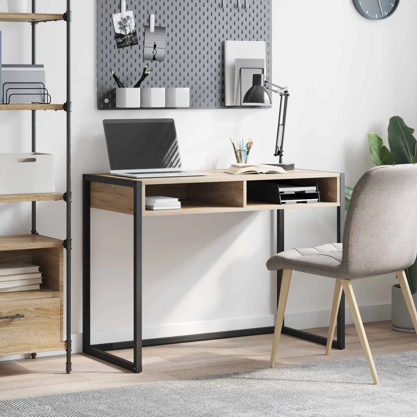 Bureau 100 x 50 x 75 cm chêne sonoma bois d'ingénierie – modèle 2 – vue d’ensemble