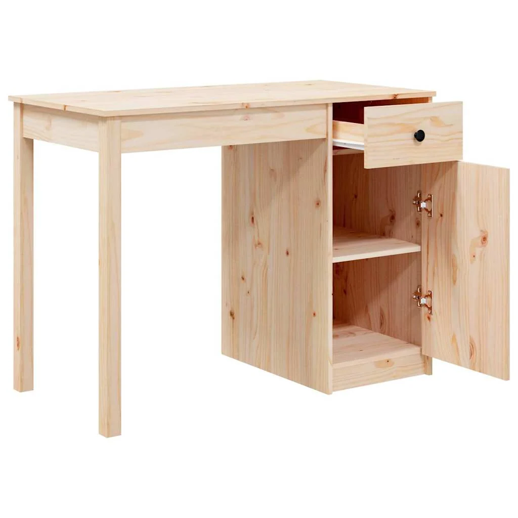Bureau 100 x 50 x 75 cm naturel bois massif – vue de dessus
