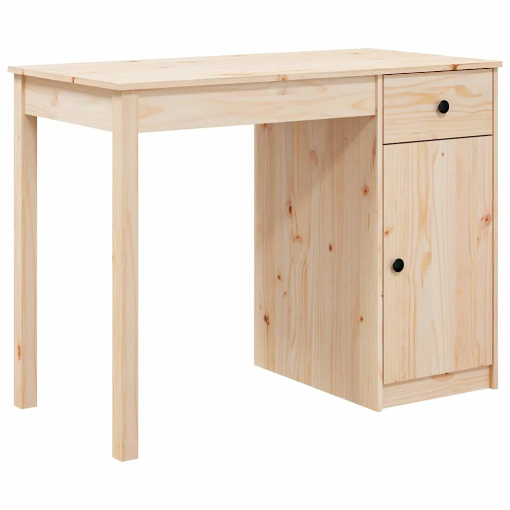 Bureau 100 x 50 x 75 cm naturel bois massif – vue de côté