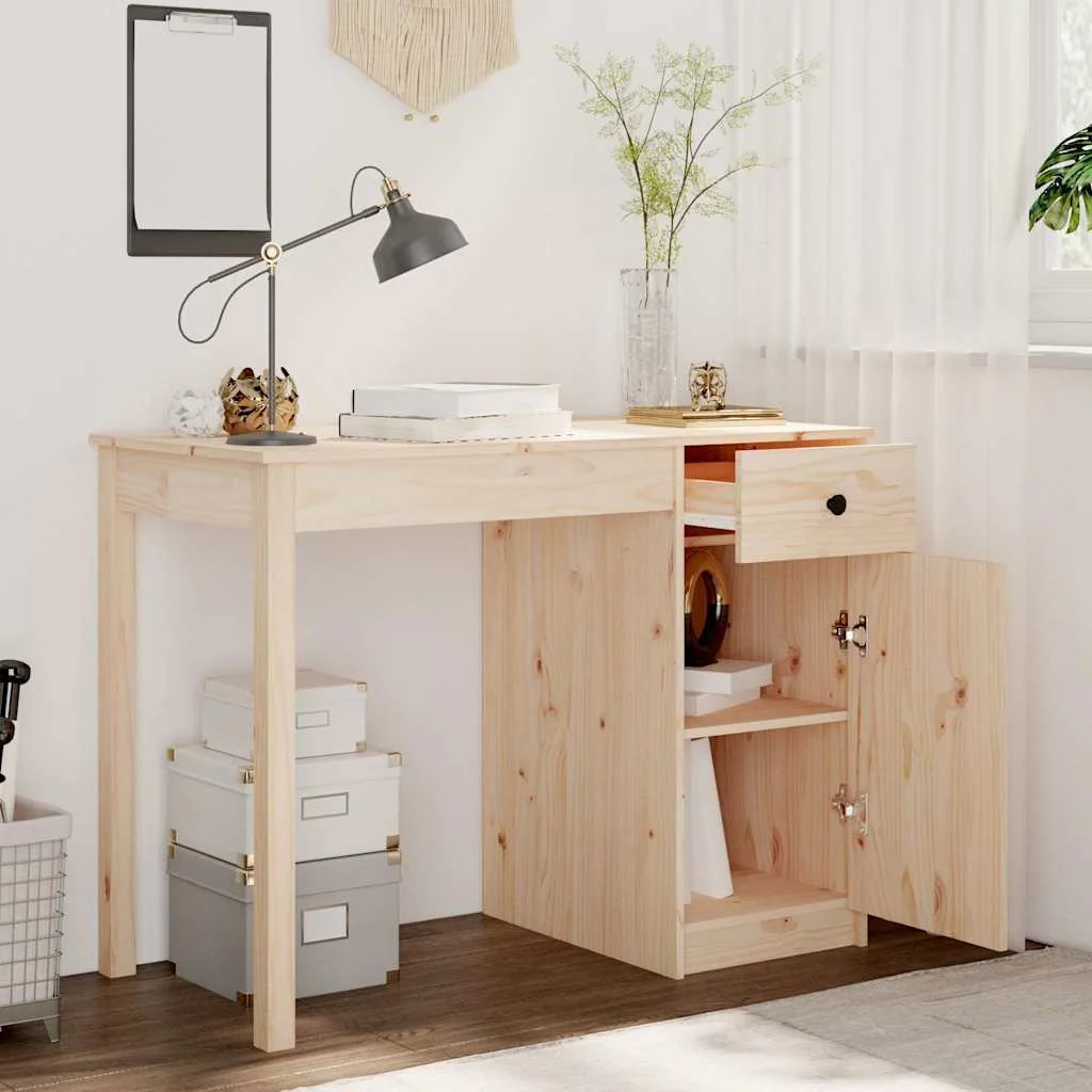 Bureau 100 x 50 x 75 cm naturel bois massif – vue de détail