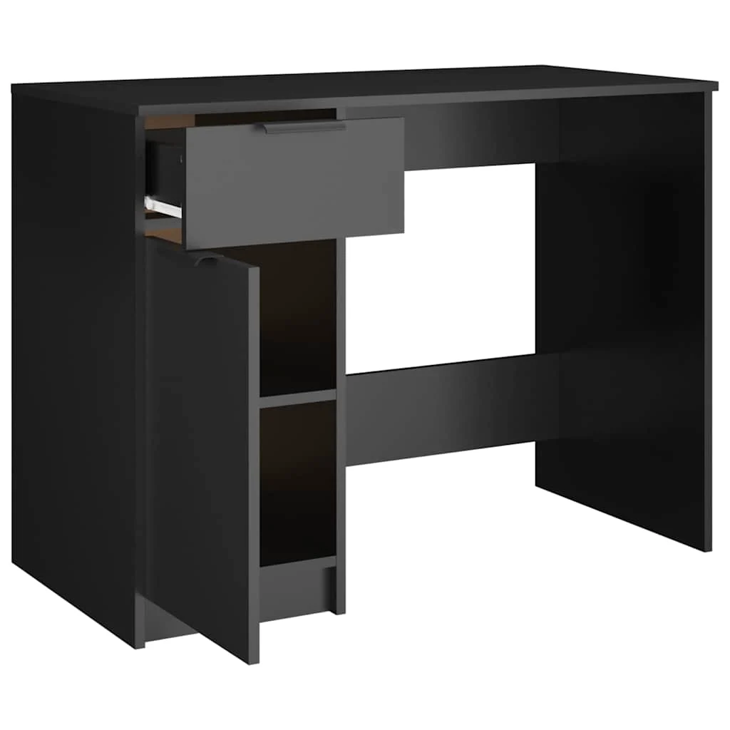 Bureau 100 x 50 x 75 cm noir bois d'ingénierie – vue de dessus
