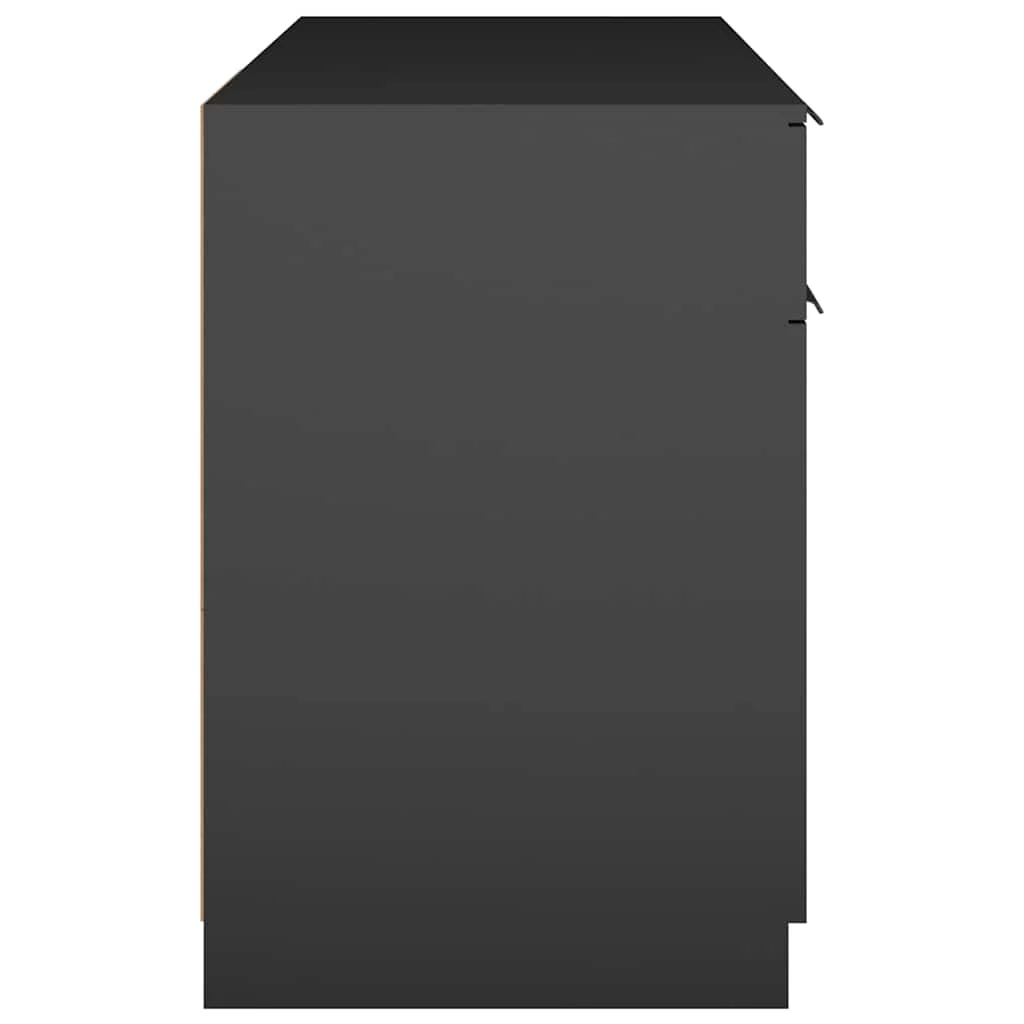 Bureau 100 x 50 x 75 cm noir bois d'ingénierie – vue de dos