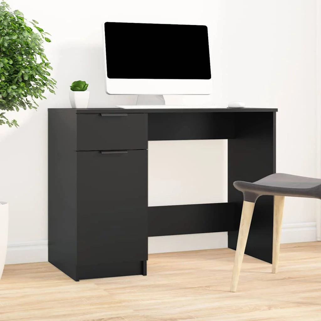 Bureau 100 x 50 x 75 cm noir bois d'ingénierie – vue d’ensemble