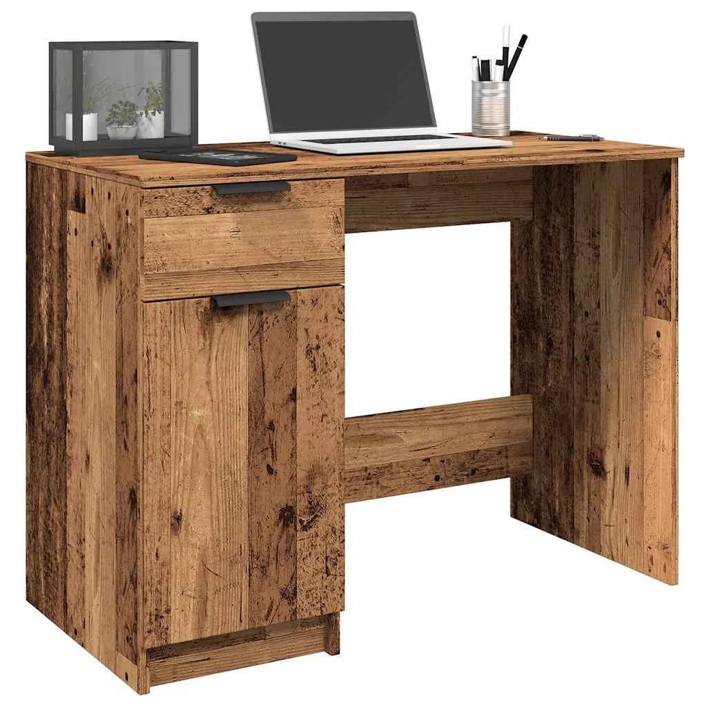 Bureau 100 x 50 x 75 cm vieux bois bois d'ingénierie – vue d’ensemble