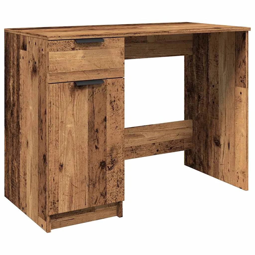 Bureau 100 x 50 x 75 cm vieux bois bois d'ingénierie – vue de côté