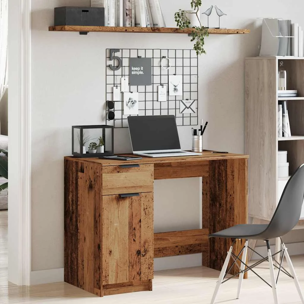 Bureau 100 x 50 x 75 cm vieux bois bois d'ingénierie – vue de détail