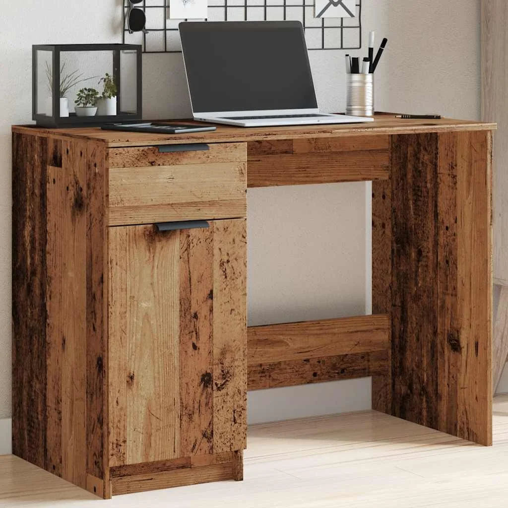 Bureau 100 x 50 x 75 cm vieux bois bois d'ingénierie – vue en situation