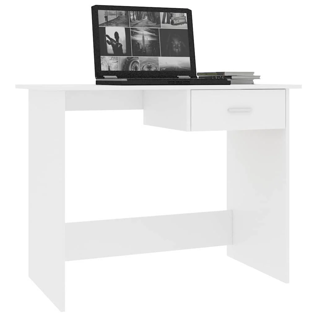 Bureau 100 x 50 x 76 cm blanc bois d'ingénierie – vue de dessus