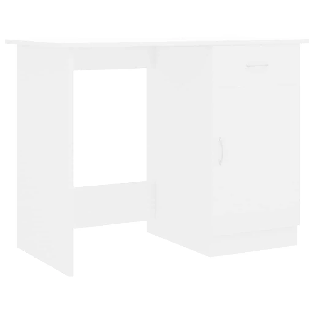 Bureau 100 x 50 x 76 cm blanc bois d'ingénierie – modèle 2 – vue de côté