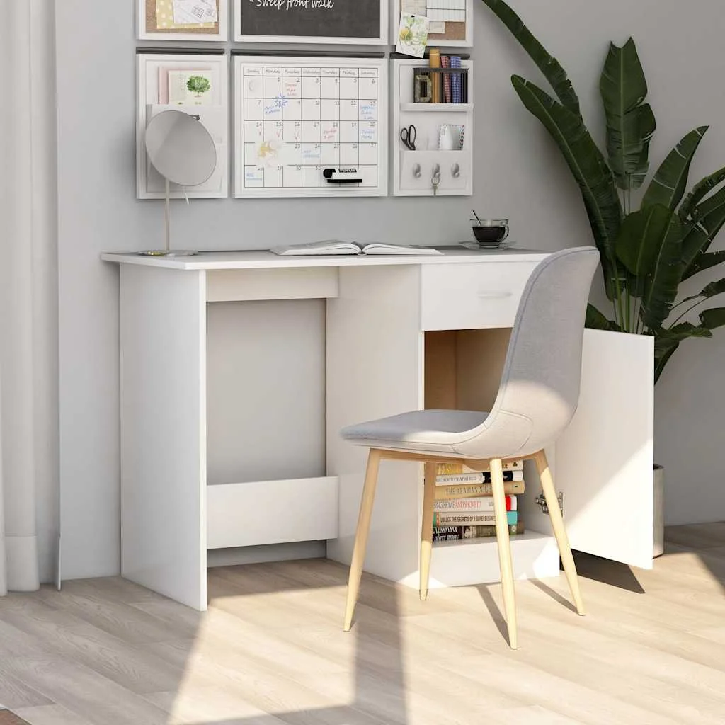 Bureau 100 x 50 x 76 cm blanc bois d'ingénierie – modèle 2 – vue de détail