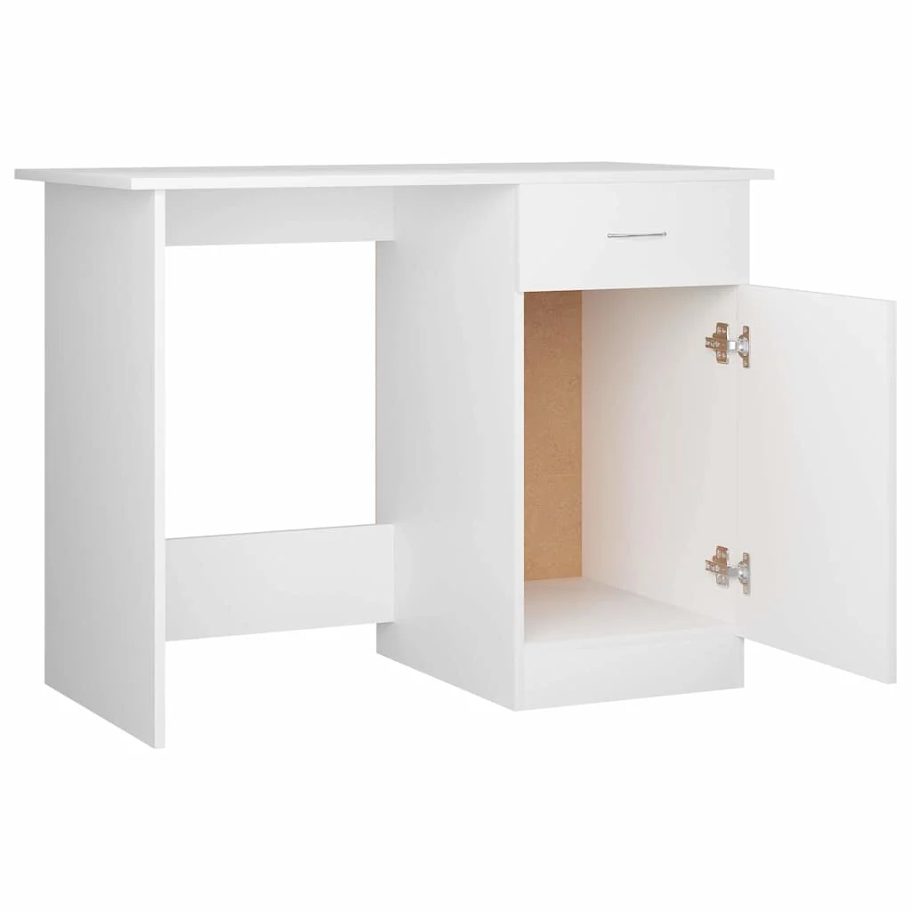 Bureau 100 x 50 x 76 cm blanc bois d'ingénierie – modèle 2 – vue en situation