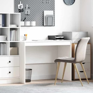 Bureau 100 x 50 x 76 cm blanc bois d'ingénierie – modèle 4 – vue d’ensemble