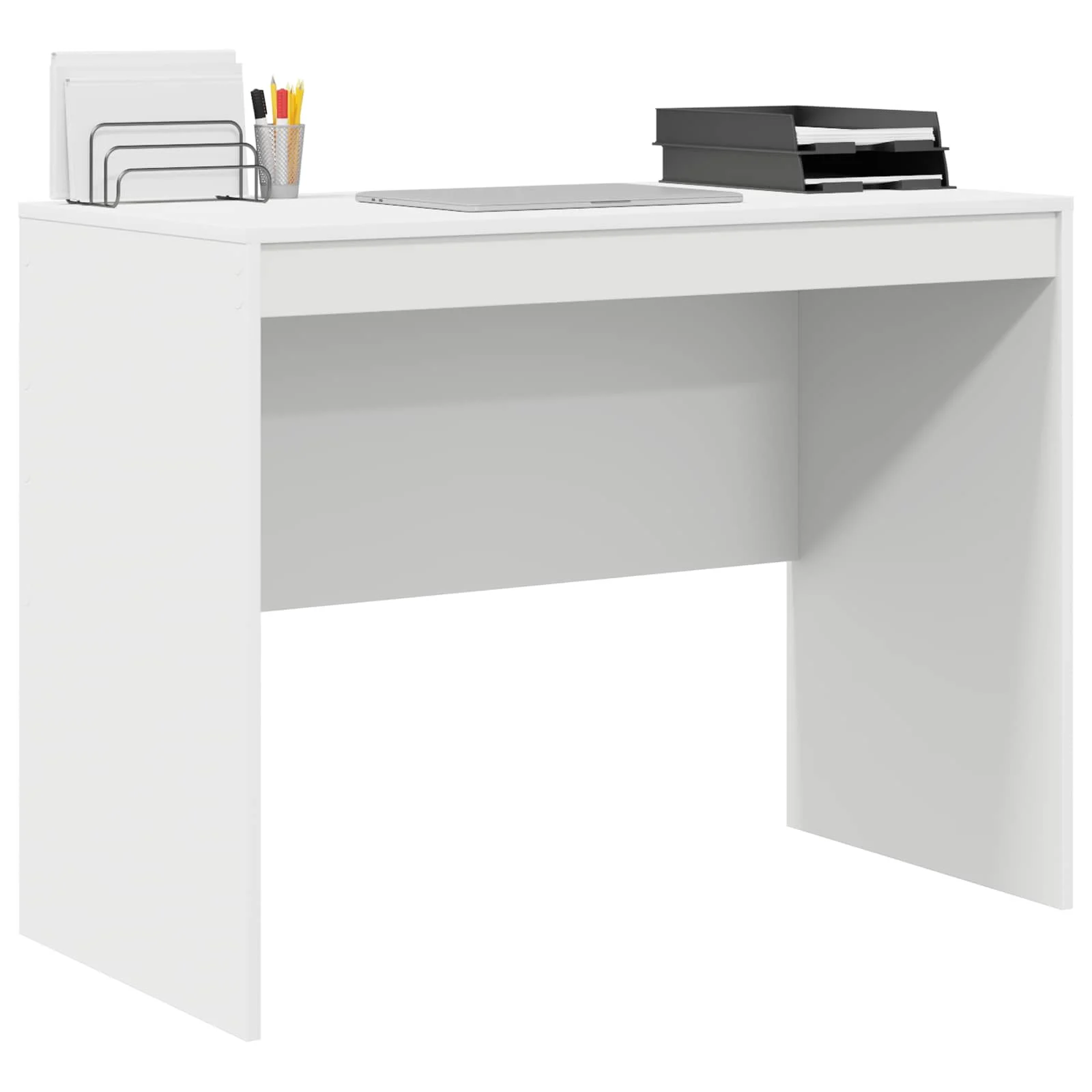Bureau 100 x 50 x 76 cm blanc bois d'ingénierie – modèle 4 – vue de détail