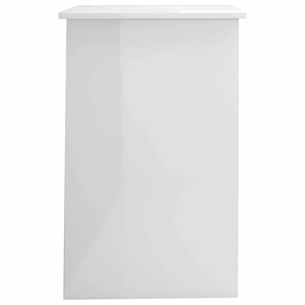 Bureau 100 x 50 x 76 cm blanc brillant bois d'ingénierie – modèle 2 – vue de dos