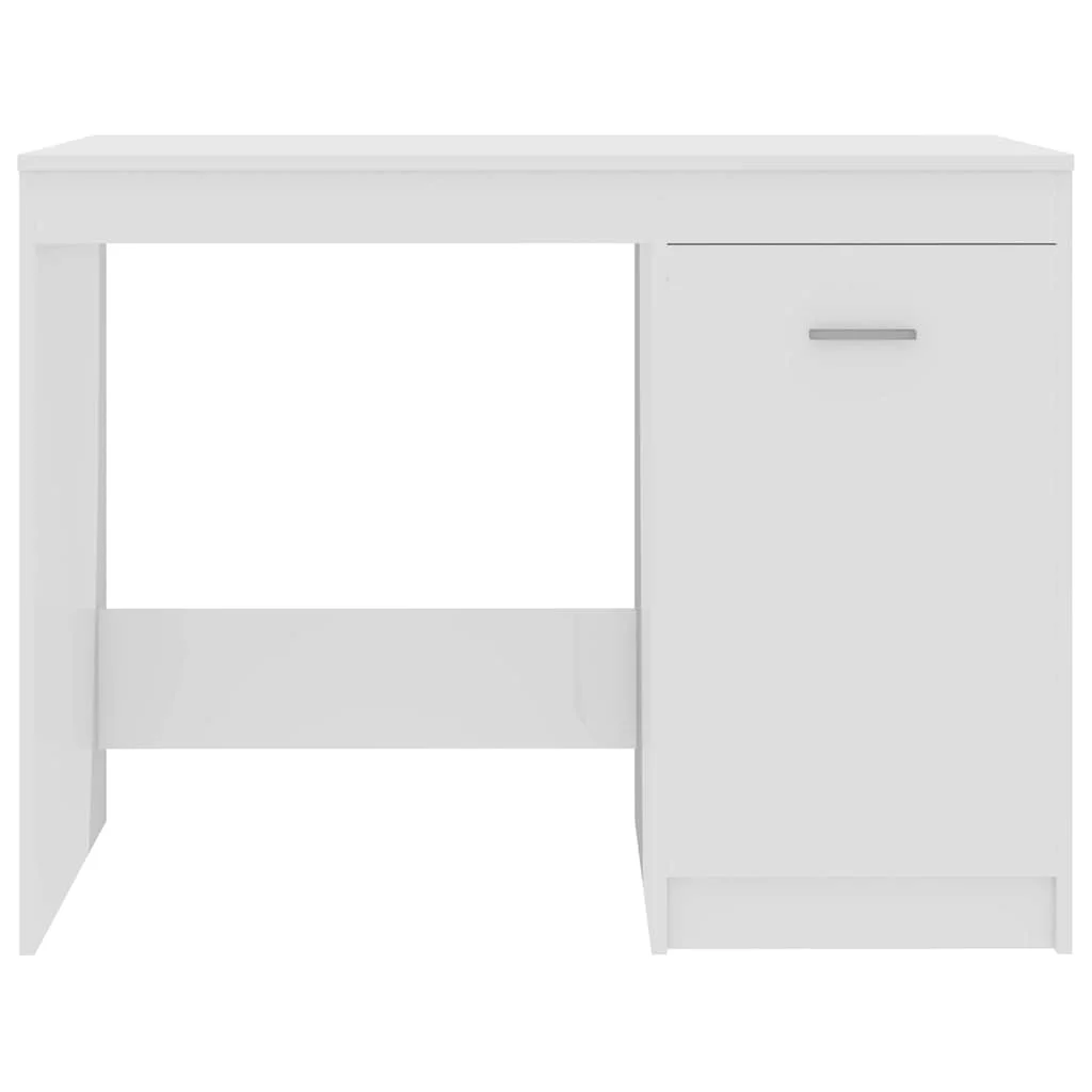 Bureau 100 x 50 x 76 cm blanc brillant bois d'ingénierie – modèle 3 – vue en situation