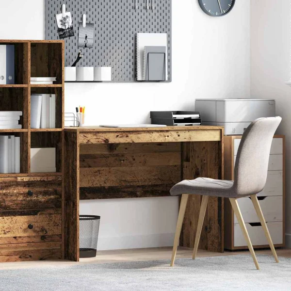 Bureau 100 x 50 x 76 cm bois ancien bois d'ingénierie – vue d’ensemble