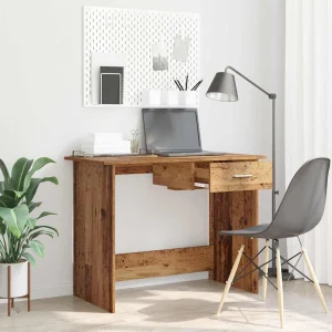Bureau 100 x 50 x 76 cm bois ancien bois d'ingénierie – modèle 2 – vue d’ensemble