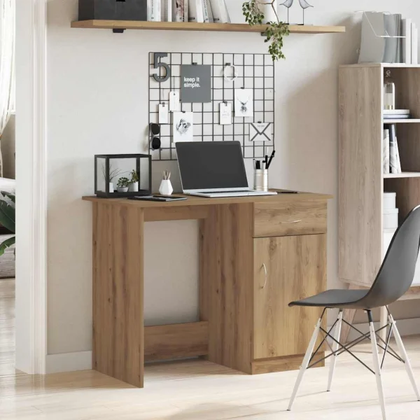 Bureau 100 x 50 x 76 cm chêne artisanal bois d'ingénierie – vue d’ensemble
