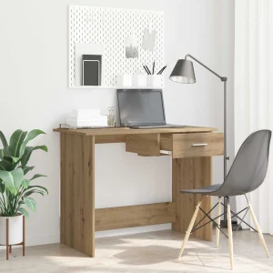 Bureau 100 x 50 x 76 cm chêne artisanal bois d'ingénierie – modèle 4 – vue d’ensemble