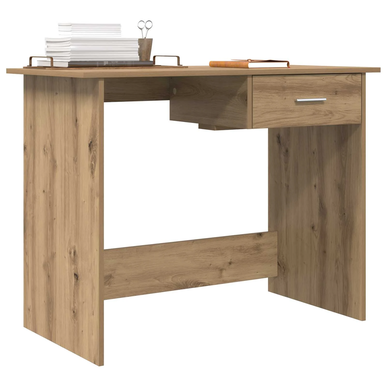 Bureau 100 x 50 x 76 cm chêne artisanal bois d'ingénierie – modèle 4 – vue de détail