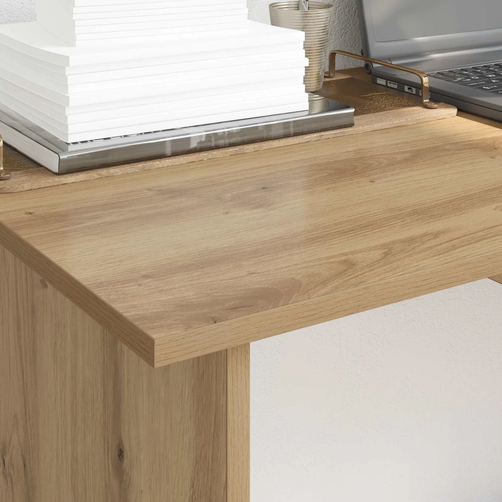 Bureau 100 x 50 x 76 cm chêne artisanal bois d'ingénierie – modèle 4 – vue en situation