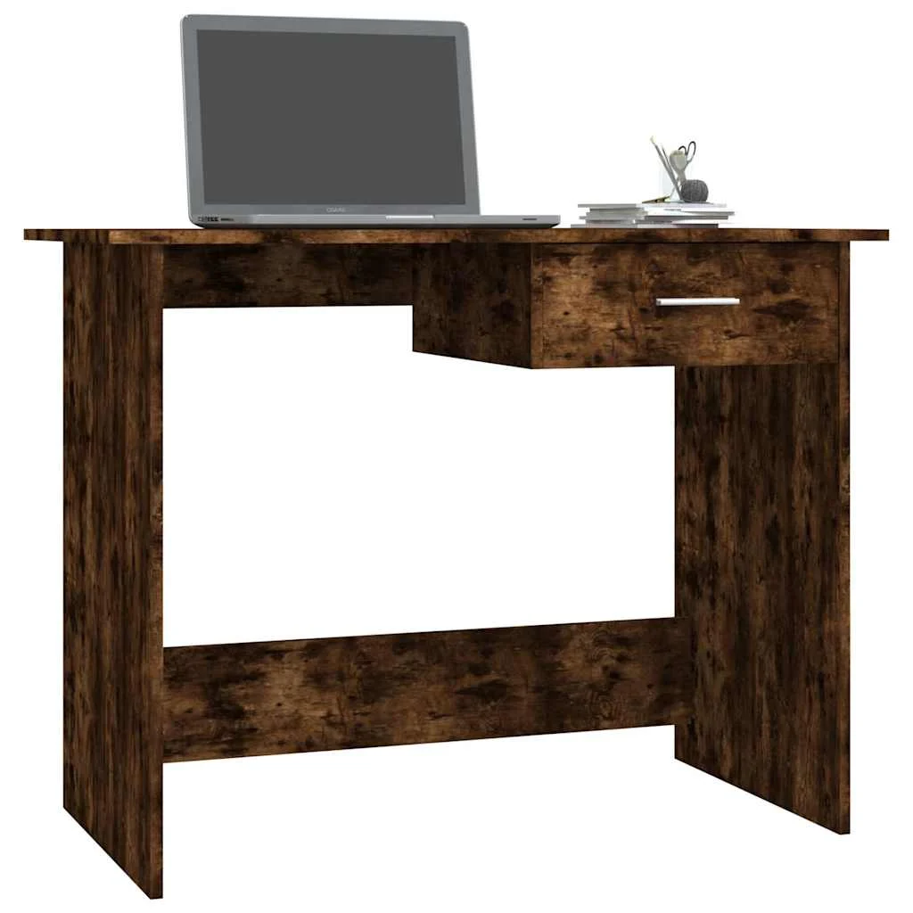 Bureau 100 x 50 x 76 cm chêne fumé bois d'ingénierie – vue de dessus