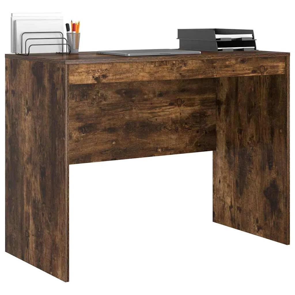 Bureau 100 x 50 x 76 cm chêne fumé bois d'ingénierie – modèle 3 – vue de détail