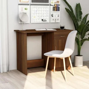 Bureau 100 x 50 x 76 cm chêne marron bois d'ingénierie – vue d’ensemble