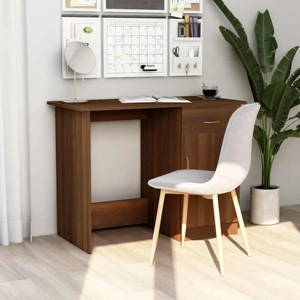 Bureau 100 x 50 x 76 cm chêne marron bois d'ingénierie – vue d’ensemble