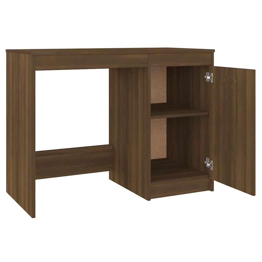 Bureau 100 x 50 x 76 cm chêne marron bois d'ingénierie – modèle 2 – vue de dessus