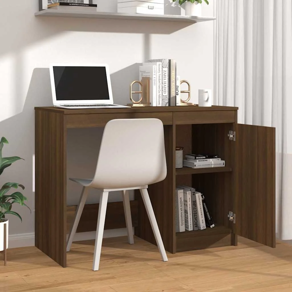 Bureau 100 x 50 x 76 cm chêne marron bois d'ingénierie – modèle 2 – vue de détail