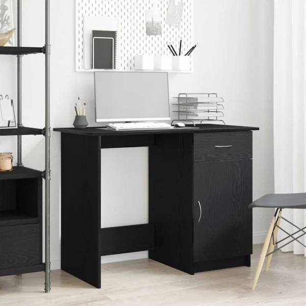 Bureau 100 x 50 x 76 cm chêne noir bois d'ingénierie – vue d’ensemble
